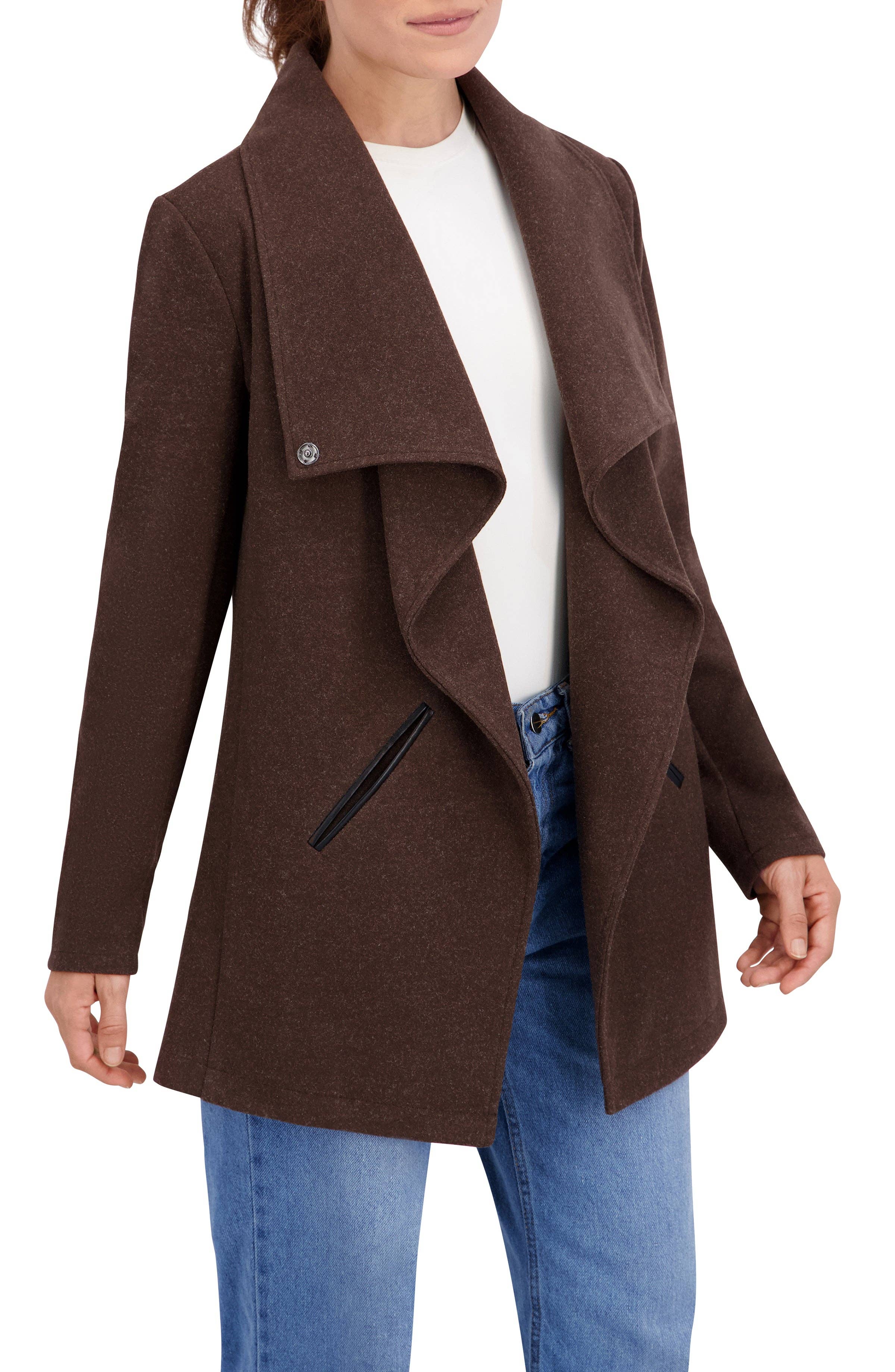 Dark Brown Vegan Cashmere Drape Jacket for wholesale on Faire2