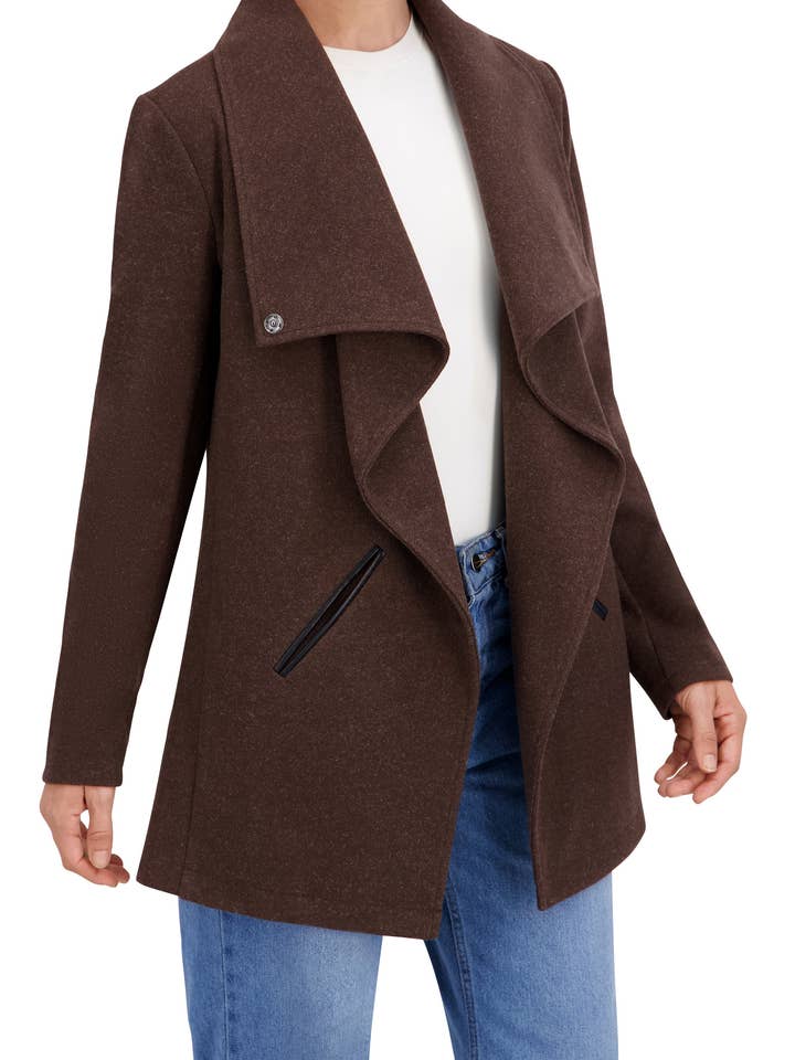 Dark Brown Vegan Cashmere Drape Jacket for wholesale on Faire2