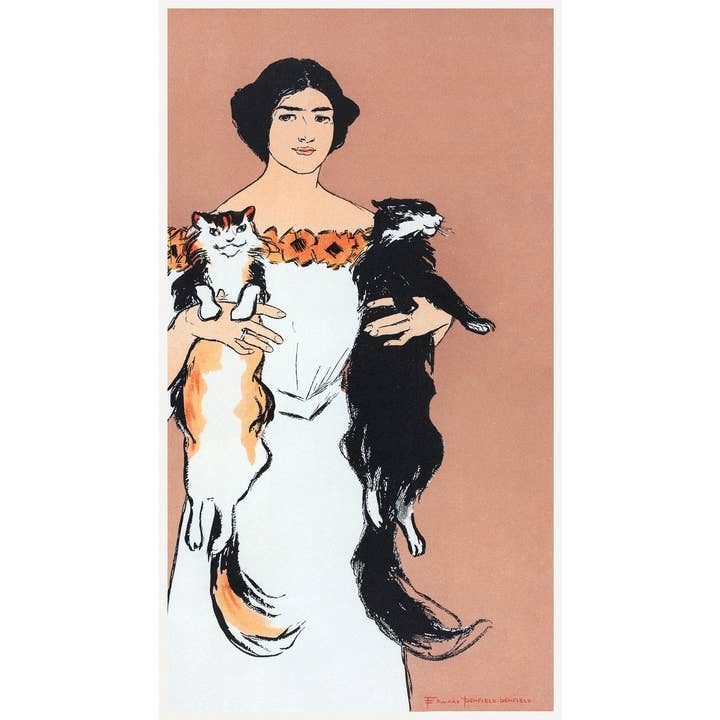 Frau mit Katzen (1898) von Edward Penfield für den Großhandel von Rock Paper Scissors Wall Art