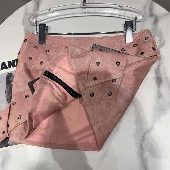 Productseeker - Vente Jupe – femme - Jupe Mini SK79Y PU avec Large Ceinture Croisée – Style Urbain13
