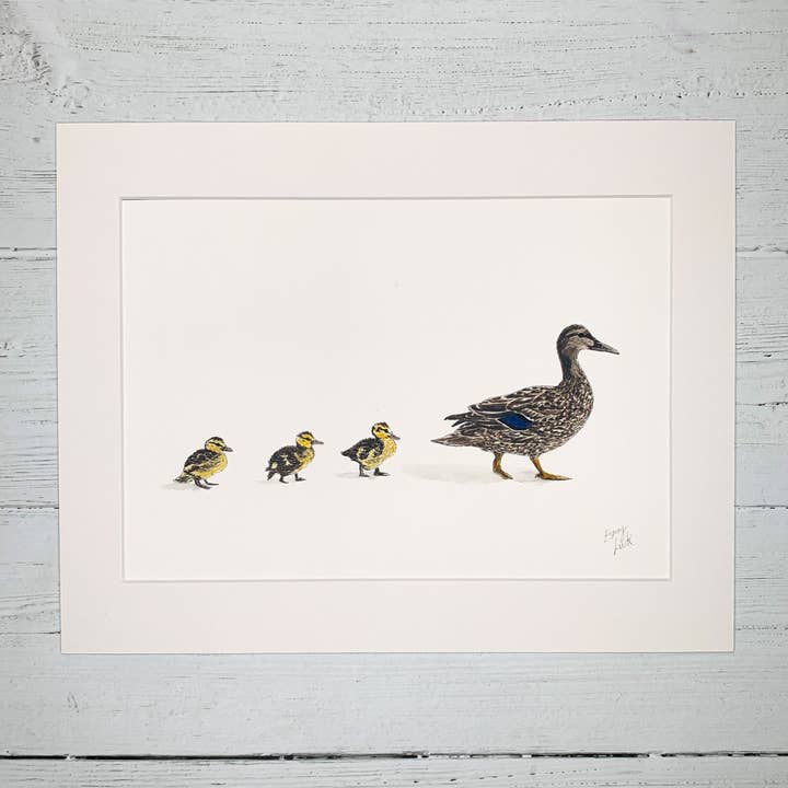 Mother & Baby Ducklings - Fine Art Print for wholesale by Esmay Luck Art