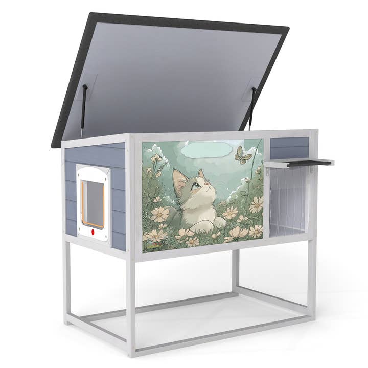 39F Inc. - Wholesale Outdoor Ornament/Decor - Weatherproof Outdoor Cat House, Elevated Feral Shelter 10