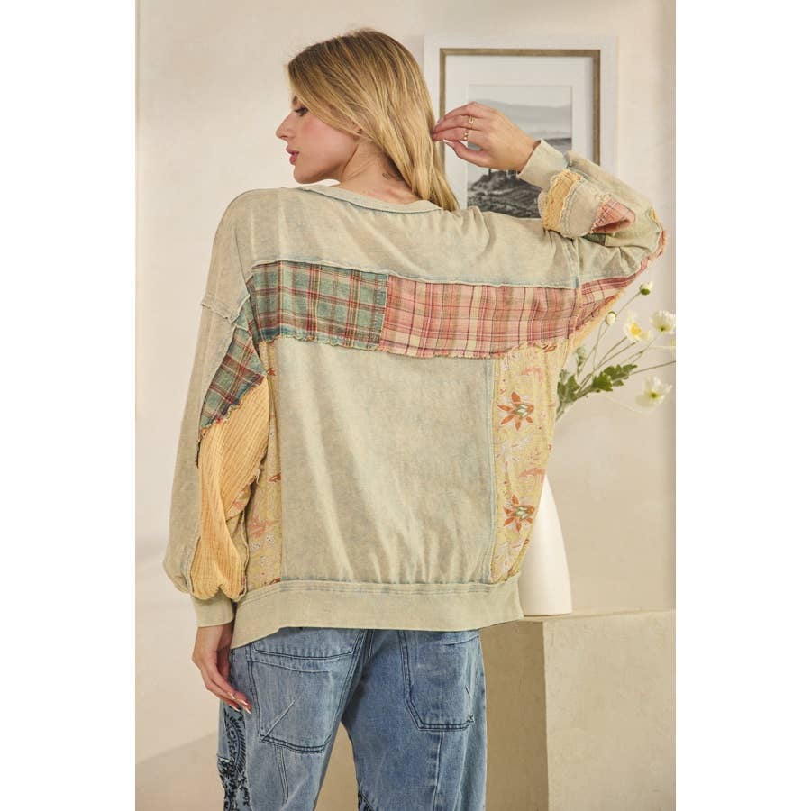 Oli&Hali - Vente Sweat-shirt – femme - HAUT À MANCHES LONGUES DÉTAILLÉ EN TISSU LAVÉ MIXTE7