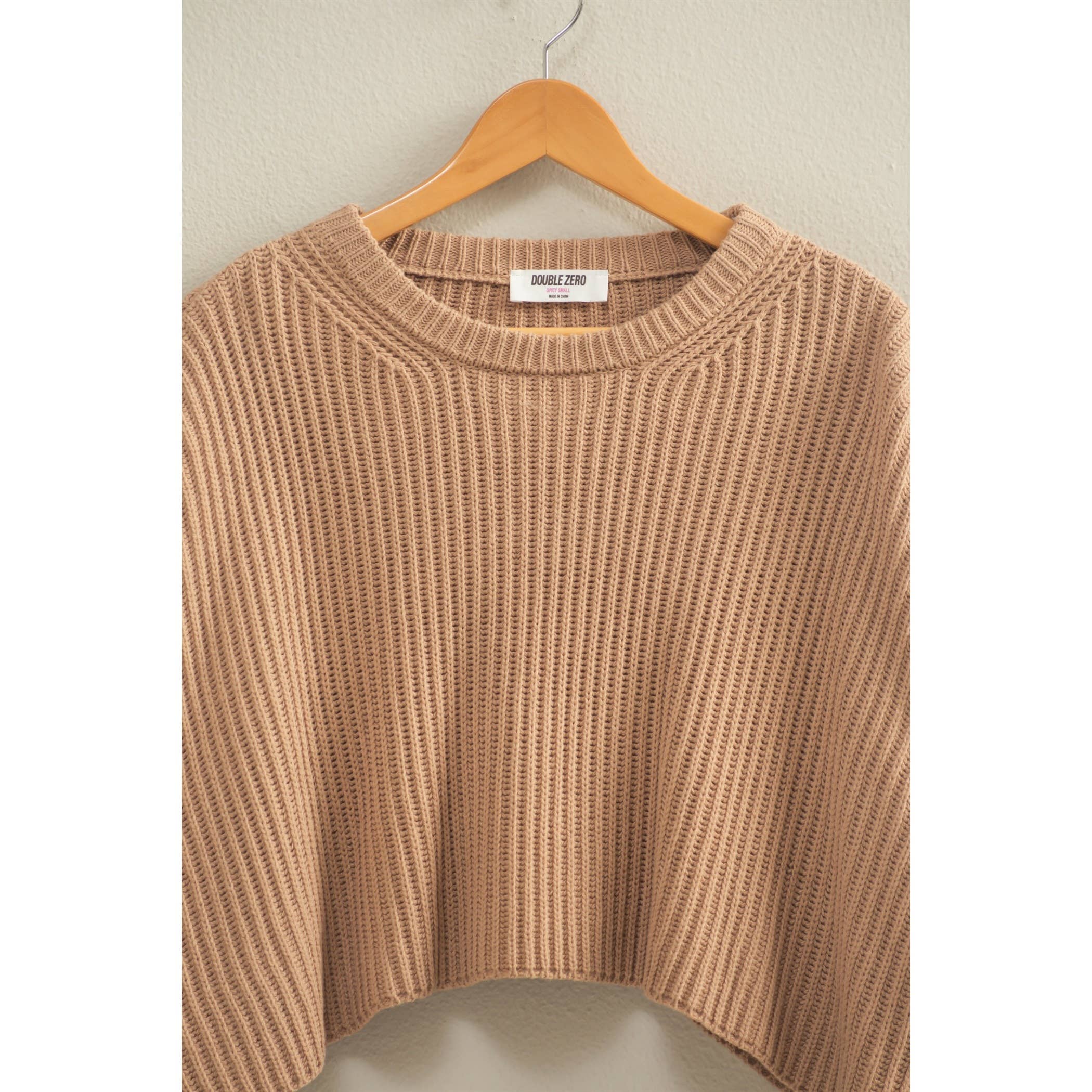 Double Zero - Wholesale Knit Sweater - Women's - Cropped Knit Sweater With Crew Neck15