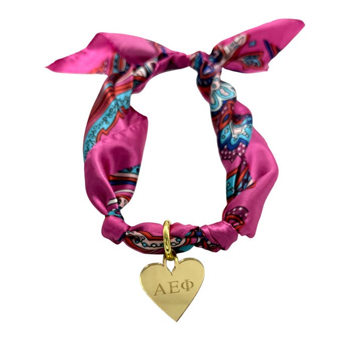 Sarahndipity Shop - Wholesale Scarf - Women's - Sorority Scarf with Engraved Greek Letter Gold Heart Charm4