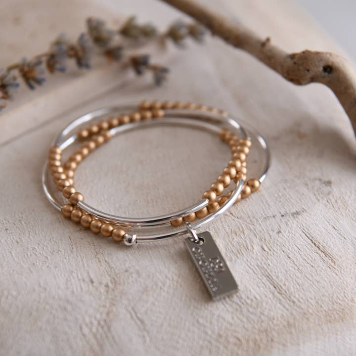 Cecelia Designs Jewelry - Vente Bracelet de perles - Bracelet triple tour perlé en or ou argent2