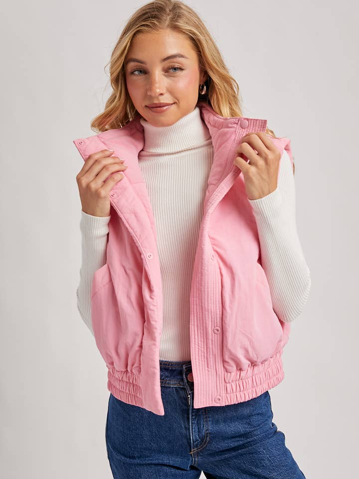 Bluivy - Wholesale Outerwear Vest - Women's - BOMBER STYLE PUFFER VEST WITH POCKETS12