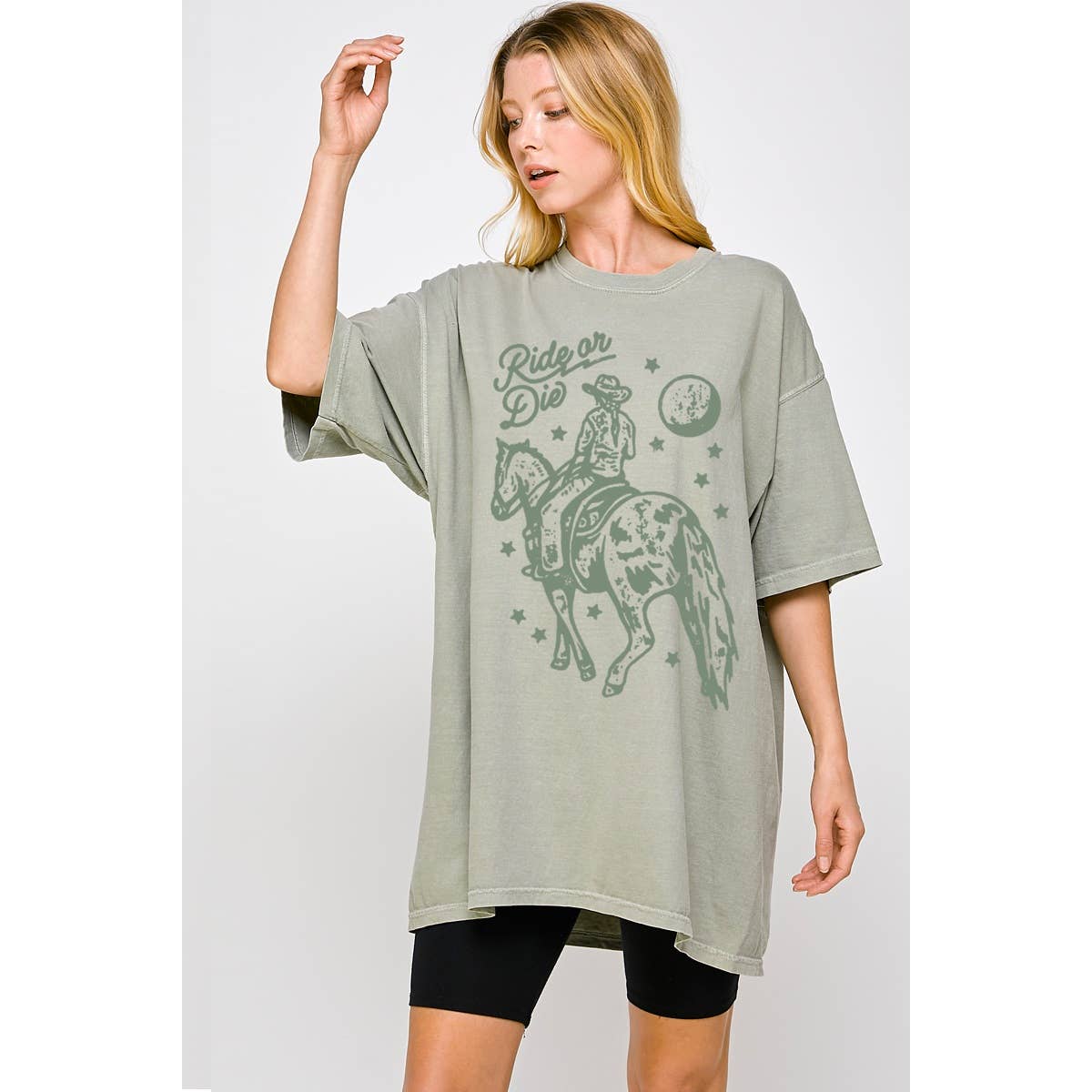 Illustrated Society - Wholesale Screen Printed T-Shirt - Women's - RIDE OR DIE VINTAGE GRAPHIC OVERSIZED TEE2