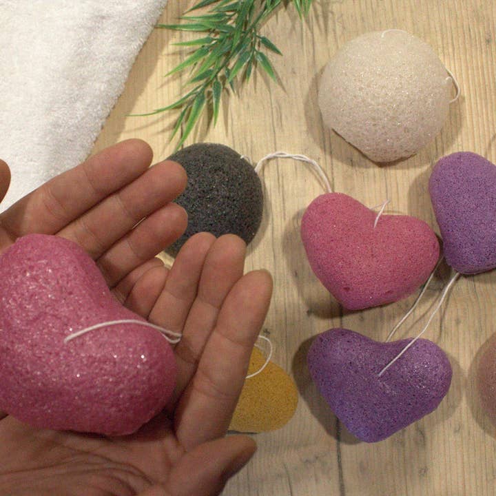 AWGifts Europe - Vendita all'ingrosso Spugne da bagno morbide e a rete - Spugna Konjac a forma di cuore, color pesca2