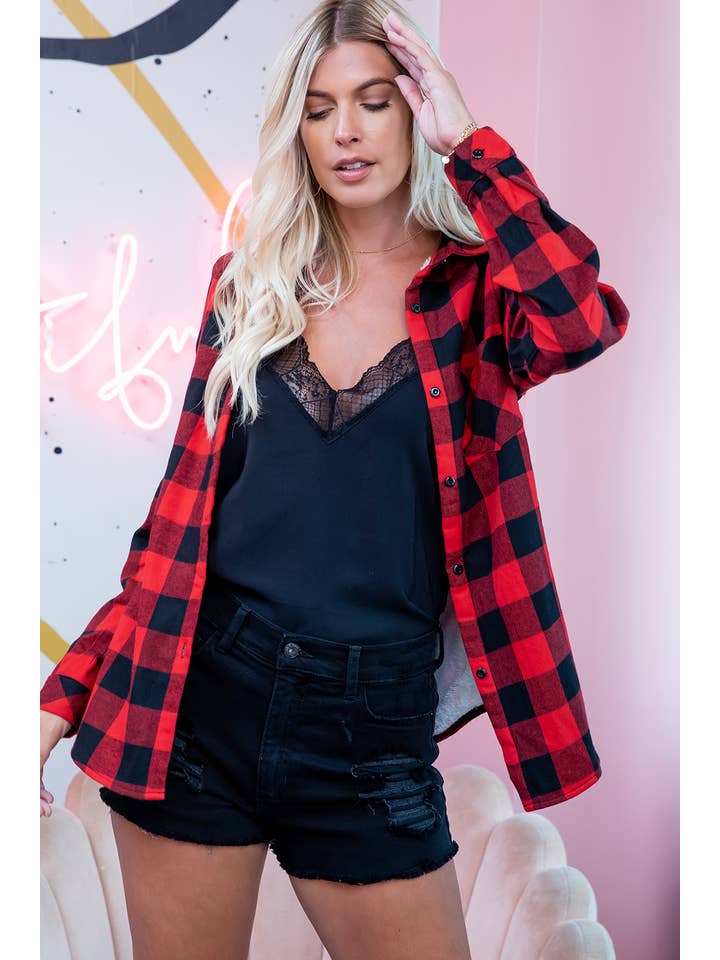 Sweet Lovely by Jen - Wholesale Button Down Shirt - Women's - SW148 PLAD SHIRT23