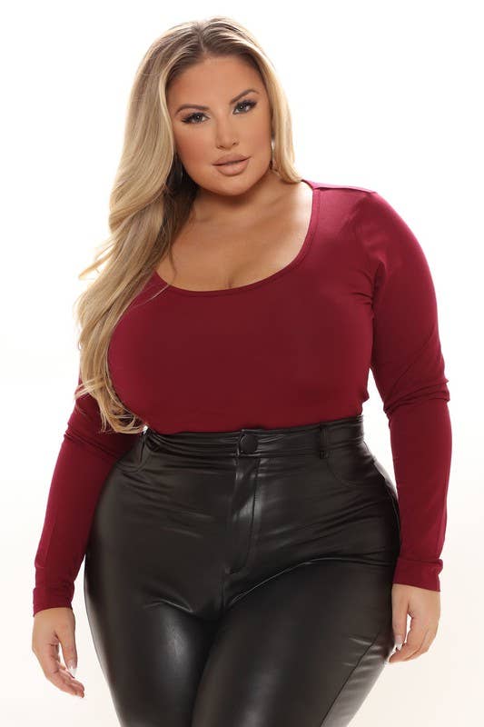 5besties inc - Wholesale Bodysuit - Women's - Scoop Neck Cotton Blended Bodysuits - Plus Size13