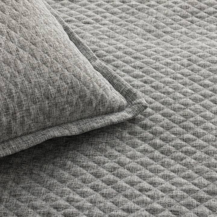 Ann Gish – Engroshandel Sengesæt – Faux Flax Sengetæppe Sæt - Creme / Grå3