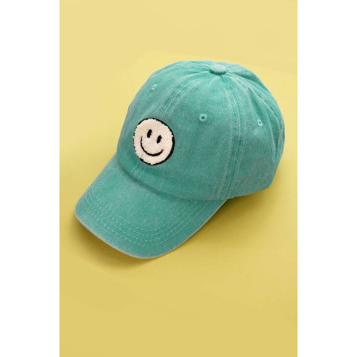 JOSSLYN by wall to wall - Wholesale Baseball Cap - Women's - WASHED SHERPA HAPPY FACE BASEBALL CAP 40HW7037