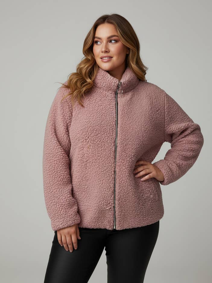 Pomme Rouge Paris - Wholesale Fleece - Women's - Large pink fleece jacket (T5763)0