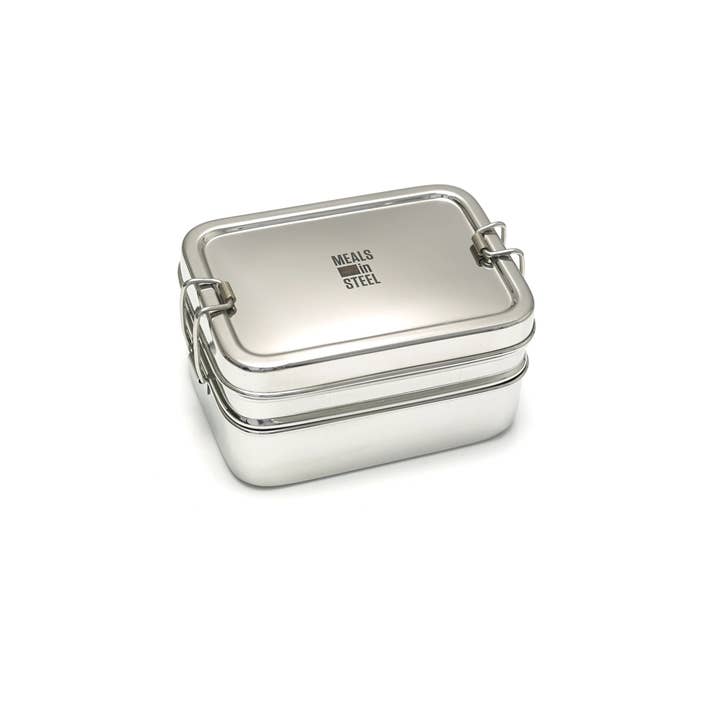 Meals in Steel - Wholesale Lunch bag/box - Medium Lunch Box Twin Layer Rectangular - Stainless Steel1
