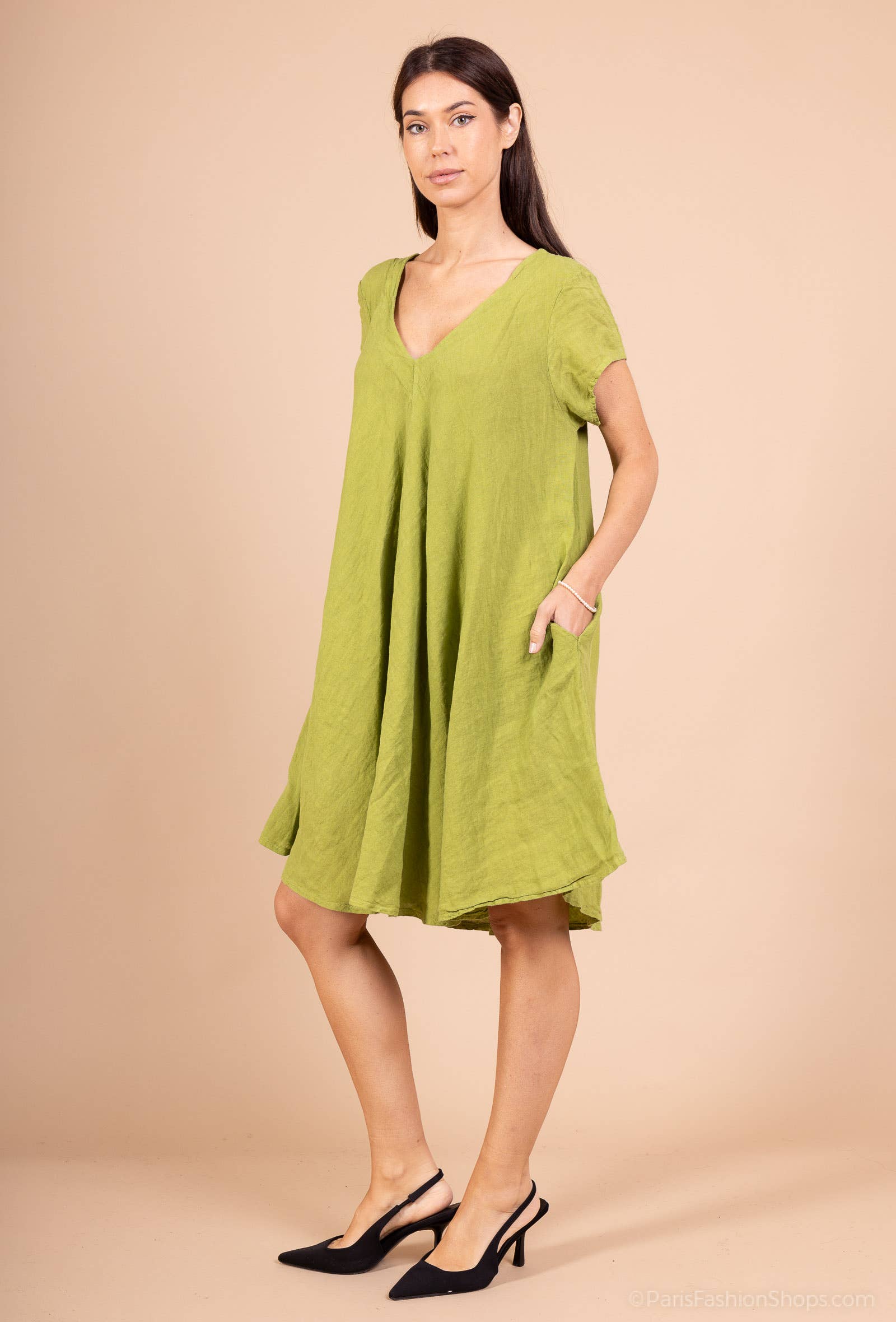 Shyloh - Wholesale Dress - Women's - Flowy linen dress with pockets 149521