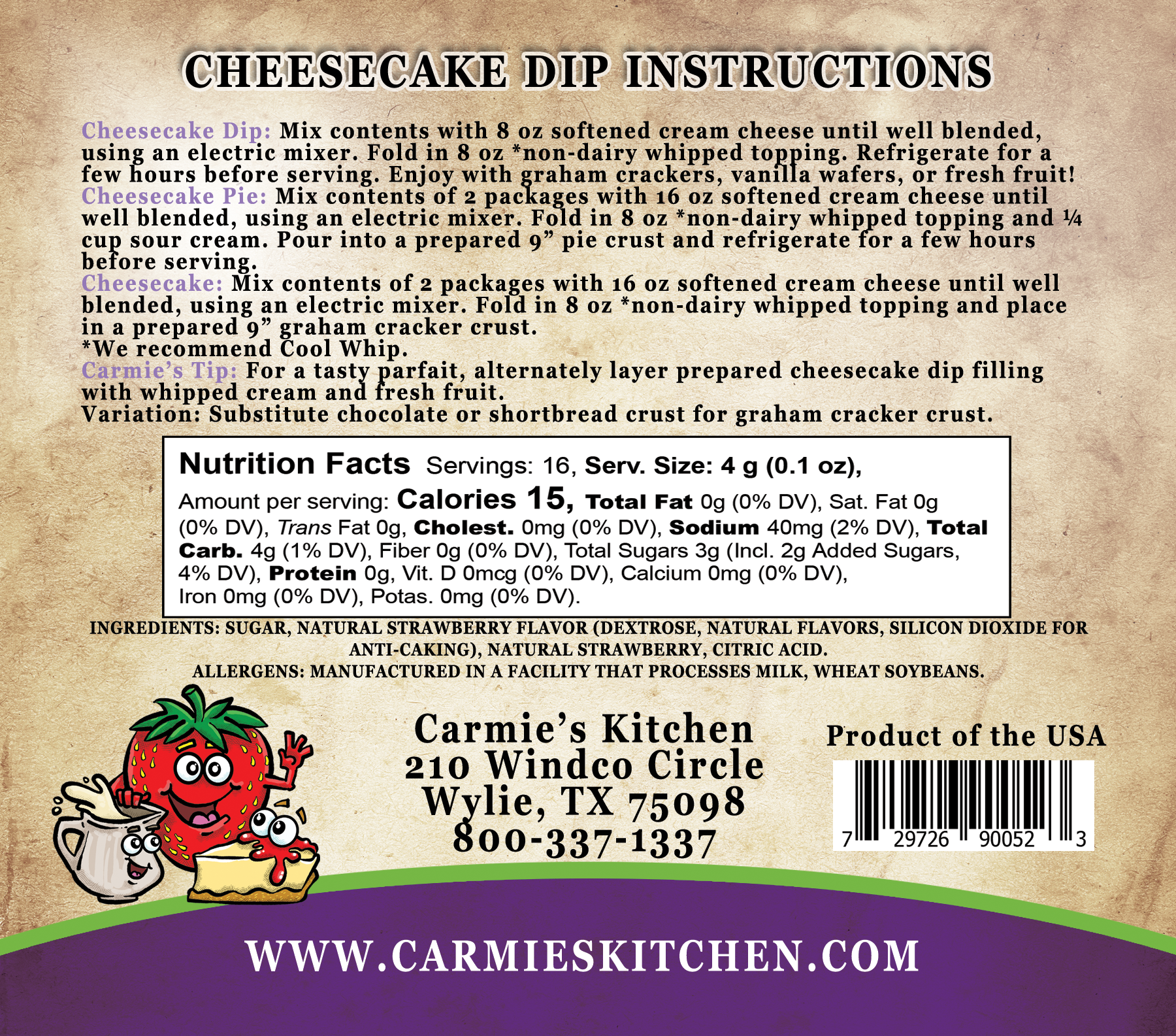 Carmie's Kitchen - Wholesale Dip - Strawberries N Cream Cheesecake Dip1