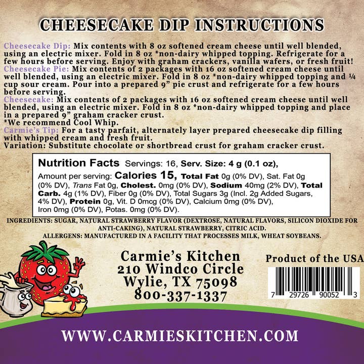 Carmie's Kitchen - Wholesale Dip - Strawberries N Cream Cheesecake Dip1