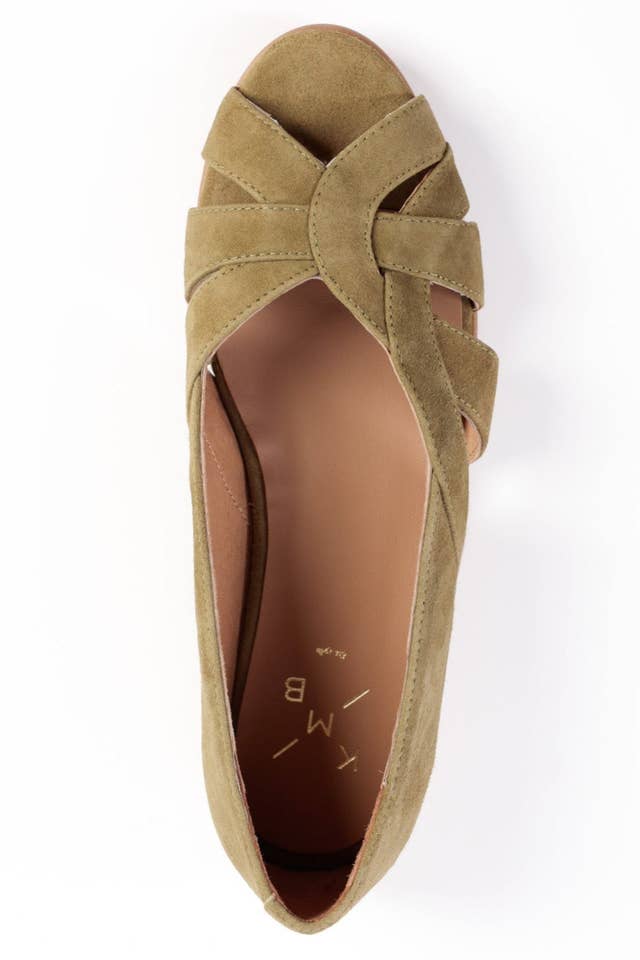 KMB Shoes – Sapatos rasos por atacado – AMELIA VERDE ESCURO - Sabrinas Peep-Toe com Tiras Cruzadas1