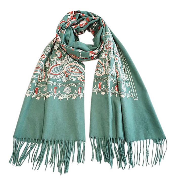 Sensibling Corp. - Wholesale Scarf - Women's - Floral Tassel Cashmere Feel Scarf12