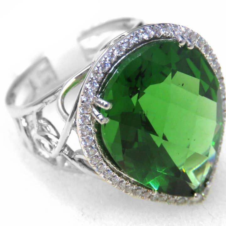 Victorian Filigree Helenite Sterling Silver Ring for wholesale by Twan Kee Jewelry