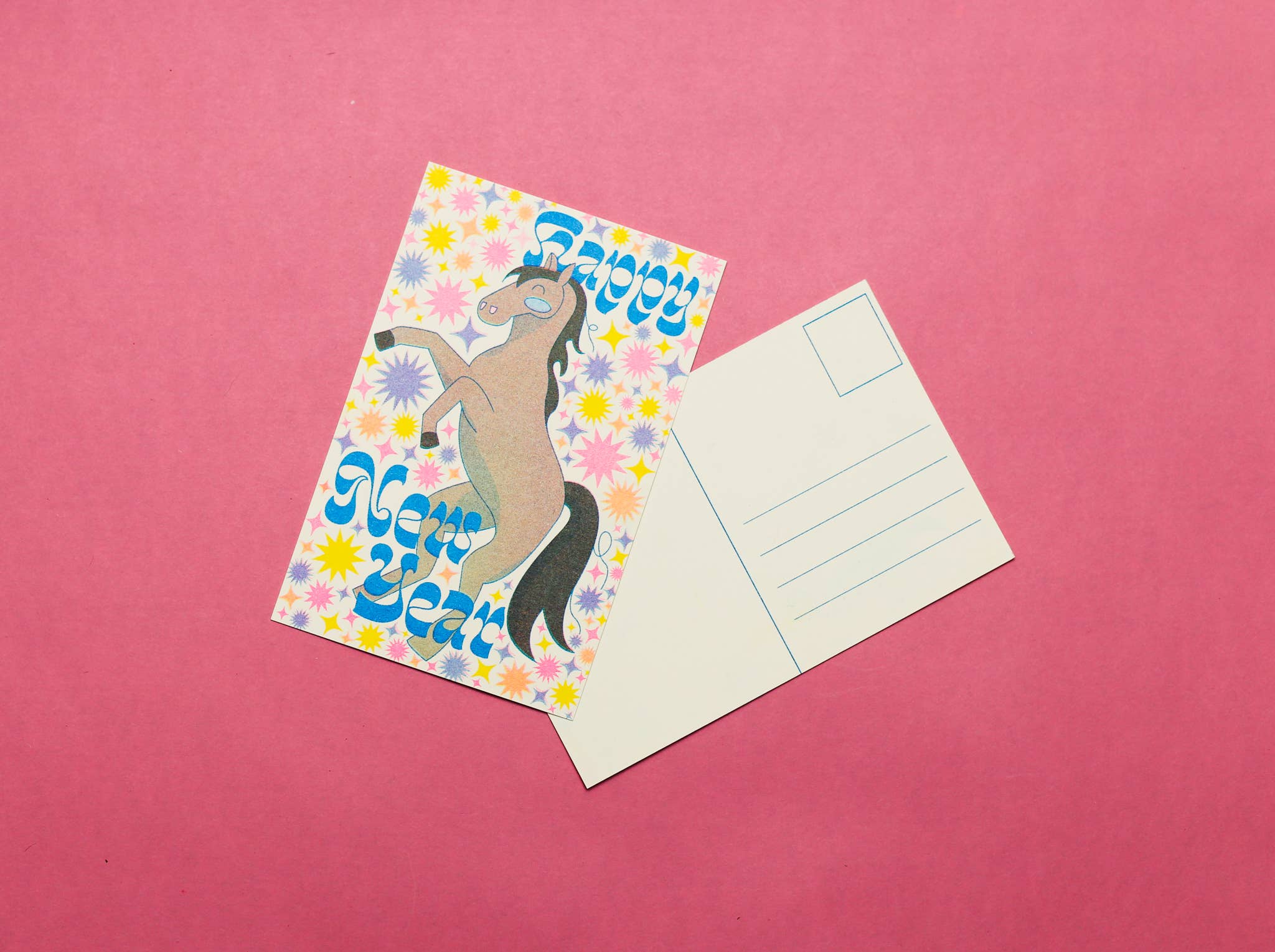 By Danielle Witten - Wholesale Postcard - Year of the Horse Happy New Year Riso Postcard1