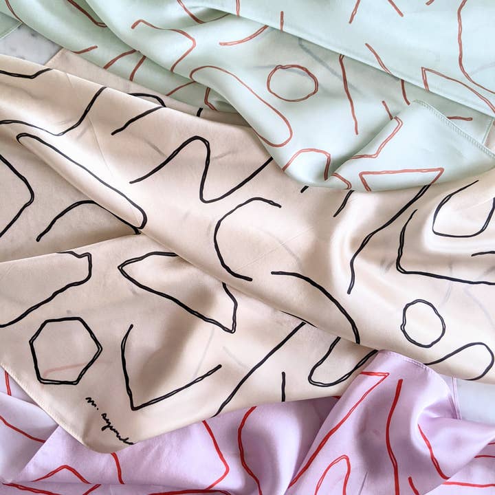 Madeleine Sywulak US - Wholesale Scarf - Women's - 100% Silk Scarf - Ecru & Black4