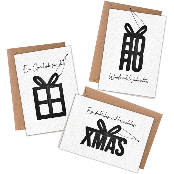 3 Klappkarten mit Holzanhängern Set 1 für den Großhandel von Papierdrachen