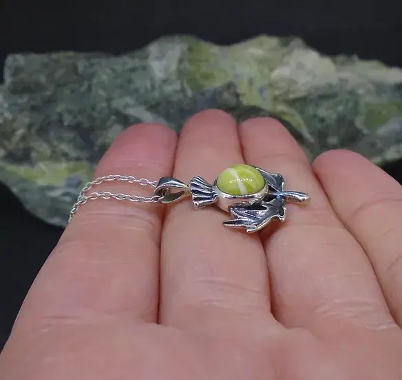 Two Skies Scotland – wholesale Pendant/charm necklace – Scottish Highland Marble Sterling Silver Thistle Pendant5