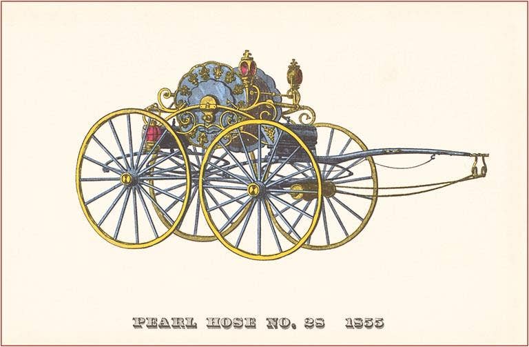 Found Image Press - Wholesale Stationery/Notecard Set - Greeting Card FD-26 Pearl Hose Vintage Fire Wagon0