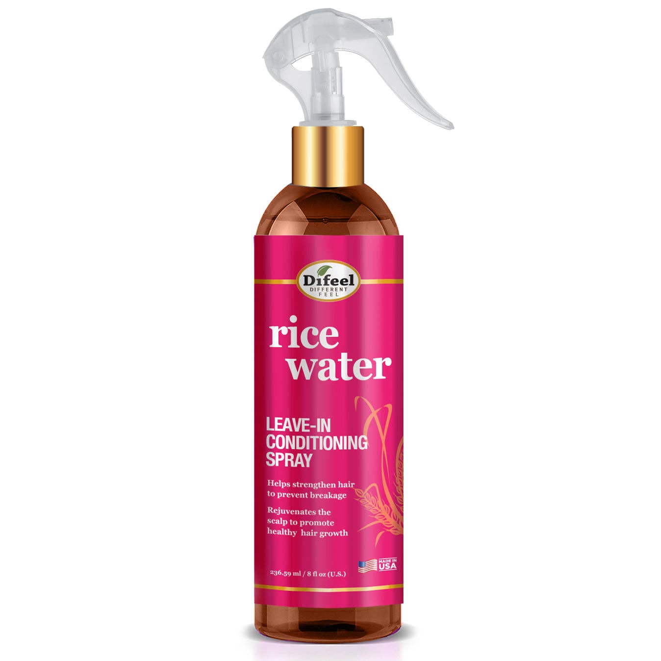 Difeel - Vente Après-shampoings sans rinçage - Difeel Spray Revitalisant Sans Rinçage à l'Eau de Riz 8 oz.0