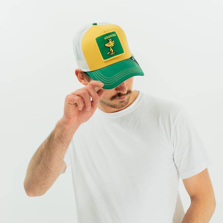 Peter Grimm - Wholesale Trucker Hat - Unisex - Woodstock Peanuts Cotton Mesh Yellow Adjustable Trucker Hat