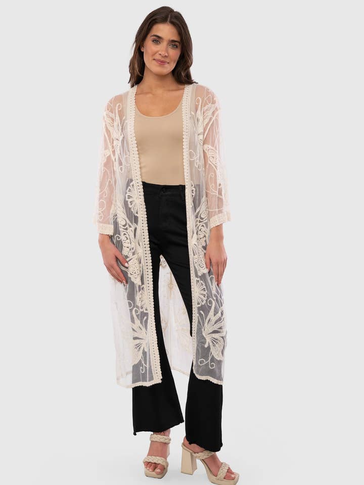 Butterfly Lace Duster for wholesale by Pine Apparel