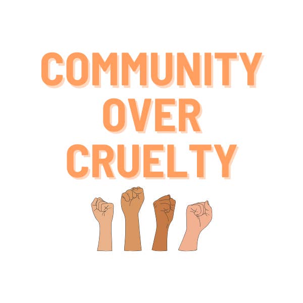 Community Over Cruelty Protest Magnet – 2"x2" for wholesale by Furever Framed