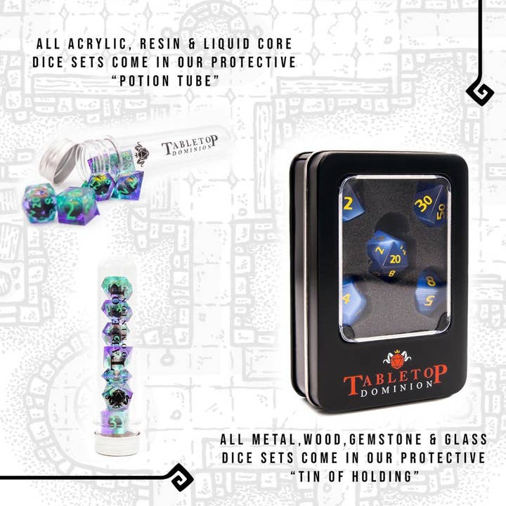 Tabletop Dominion Limited – wholesale Dice – Frostmourne Steel | Solid Metal Dice | 7-Polyhedral Set