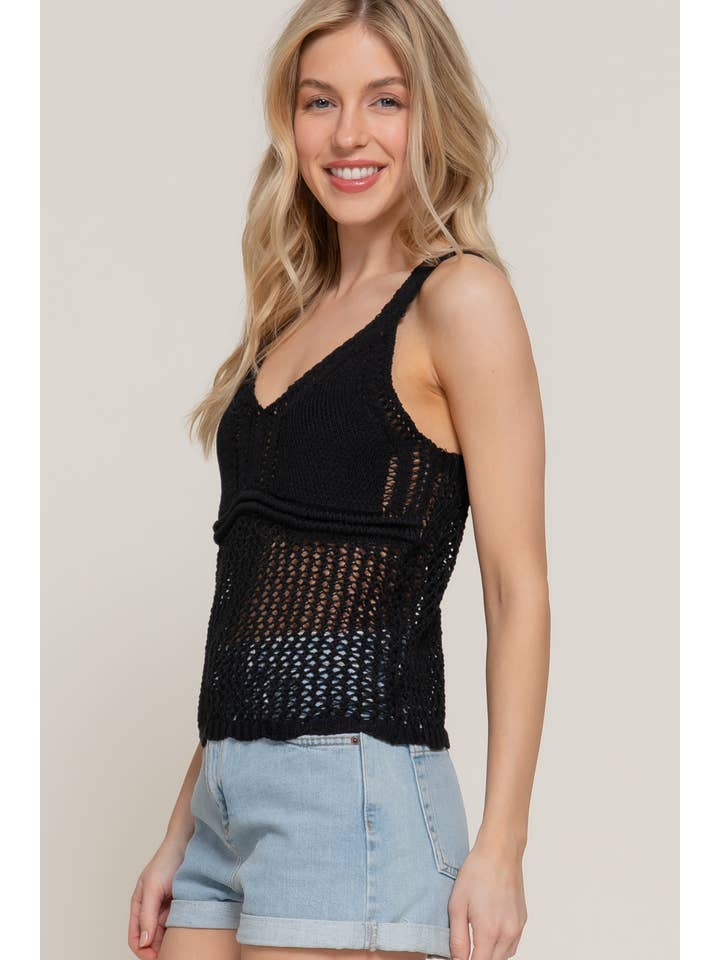 Active Basic | Active USA – Engroshandel Tanktop – Kvinder – Ærmeløs V-hals Hæklet Forårssweater2