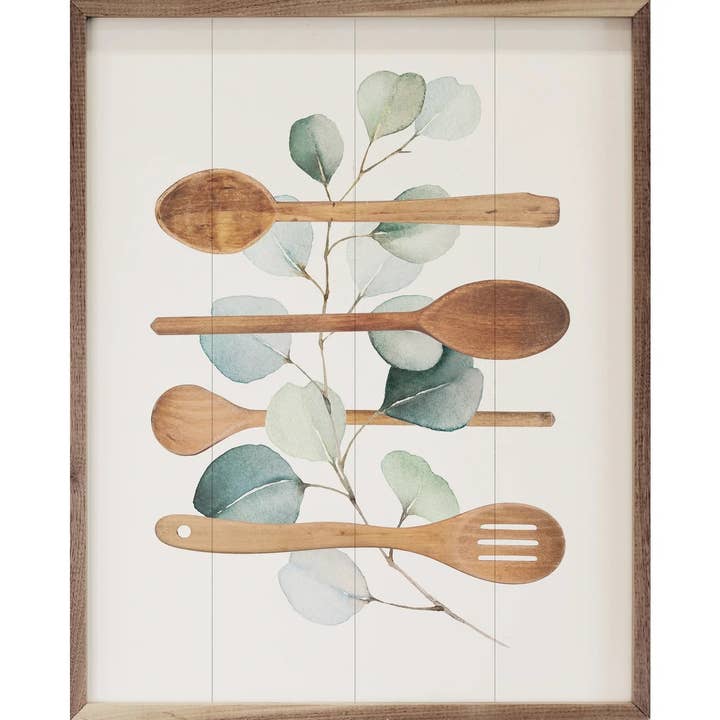 Watercolor Eucalyptus Spoons White for wholesale by Kendrick Home