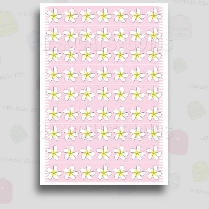 washi tejp mini klistermärke ark - vit Plumeria blommor Aloha för wholesale av MaMochi Studios
