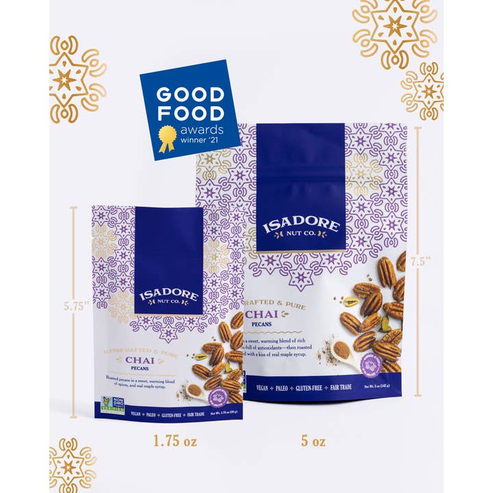 Isadore Nut Company - Wholesale Nuts - Chai Spice Pecans: Premium Roasted- 5 oz- Non-GMO1