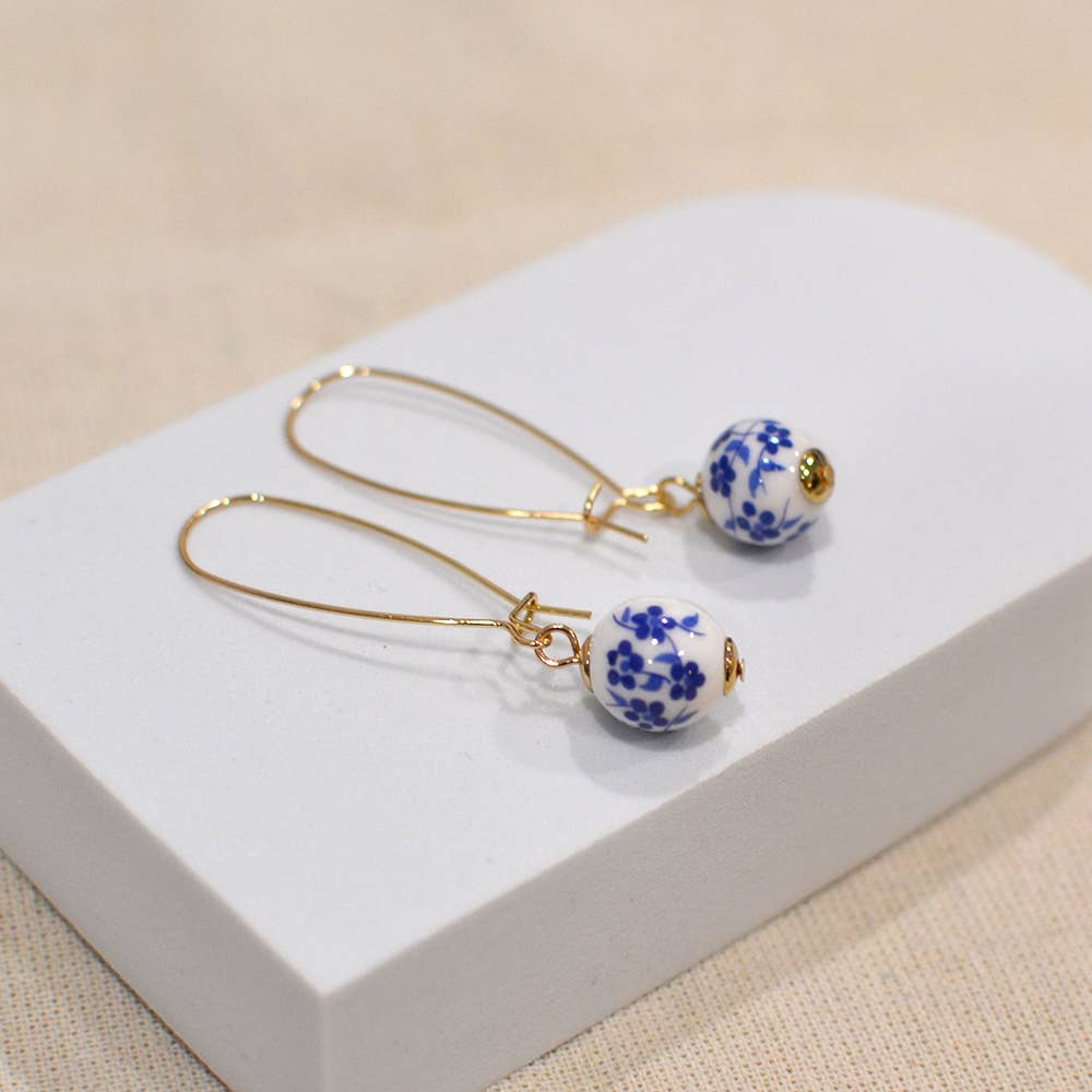 StarryNYC - Vente Boucles d'oreilles pendantes - Boucles d’oreilles en verre de Murano avec perles rondes et crochet rein8