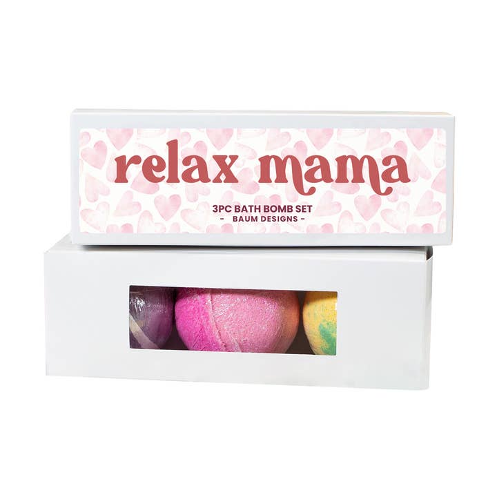 Relax Mama 3pc Bath Bomb Gift Set - Mothers Day Gifts for wholesale by Baum Designs LLC