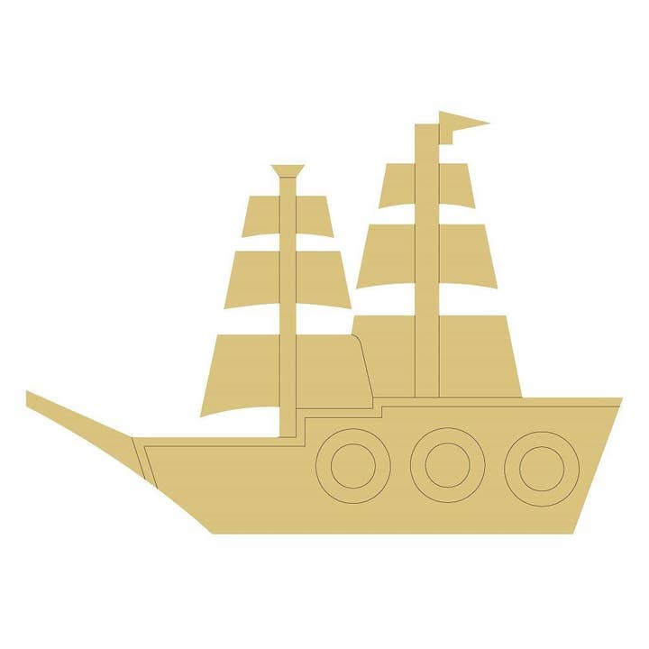 Diverse Woodworking - Venta al por mayor Recortables - Diseño de barco pirata de Lines, madera sin terminar, estilo 2