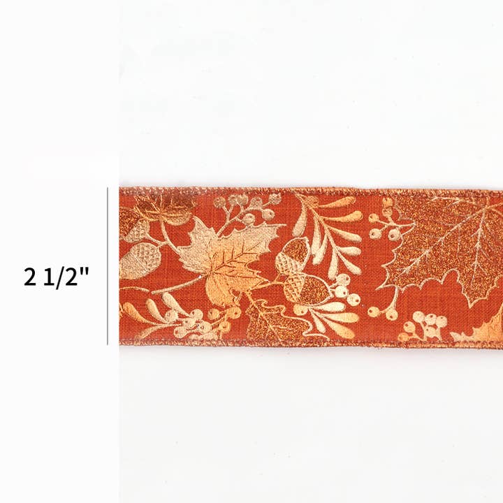 LA Ribbons Wholesale – Engroshandel Bånd – 2 1/2" kablet bånd | „Metallisk blad“ rust/kobber | 10 meter