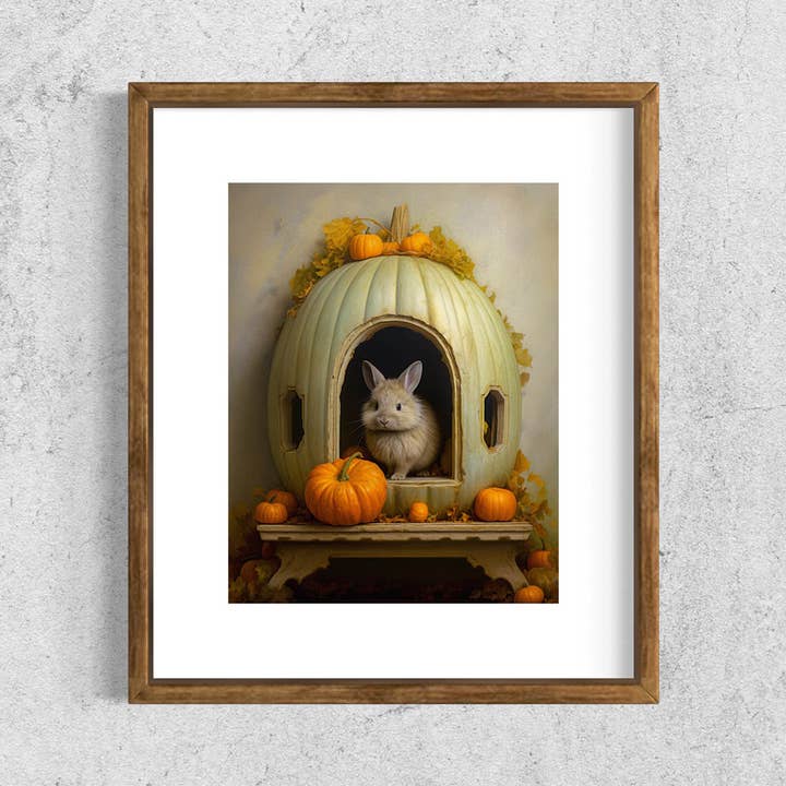 Salty Alyce - Venta al por mayor Ilustración - Decoración de pared con forma de calabaza blanca Rabbit House 35AS