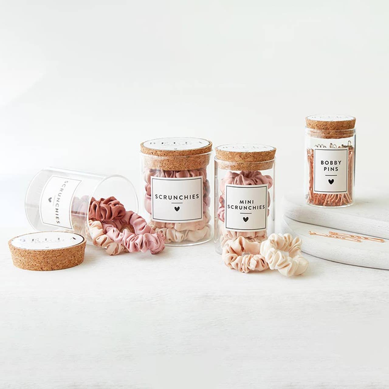 Bella Sleep + Spa - Wholesale Scrunchie - Women's - Satin Scrunchies Jar - Blush Ombre2