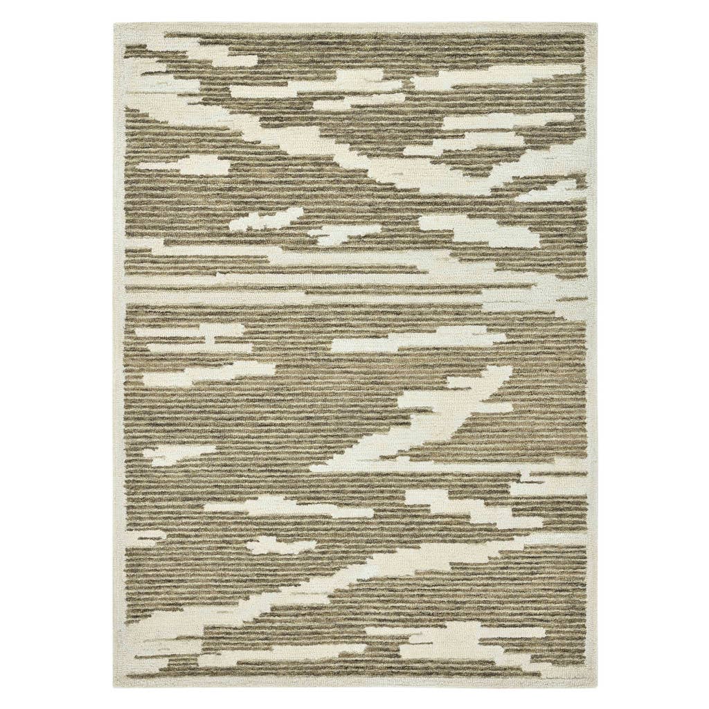 HomeRoots - Wholesale Area Rug - 2' X 3' Beige And Brown Wool Abstract Hand Hooked Area Rug0