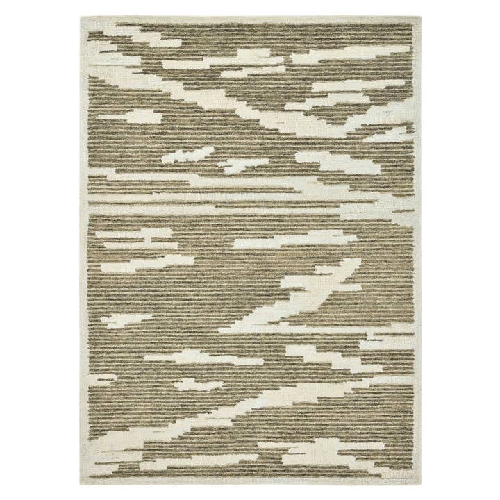 HomeRoots - Wholesale Area Rug - 2' X 3' Beige And Brown Wool Abstract Hand Hooked Area Rug