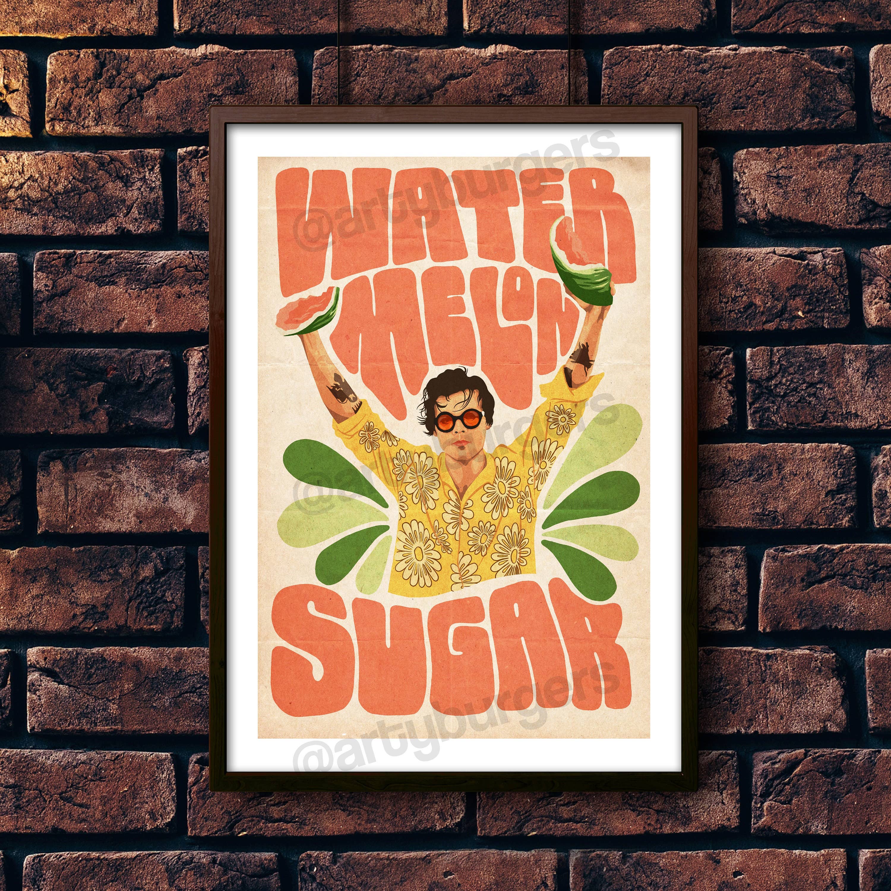 ArtyBurgers - Venta al por mayor Ilustración - Lámina artística con letras de rock indie inspiradas en Watermelon Sugar