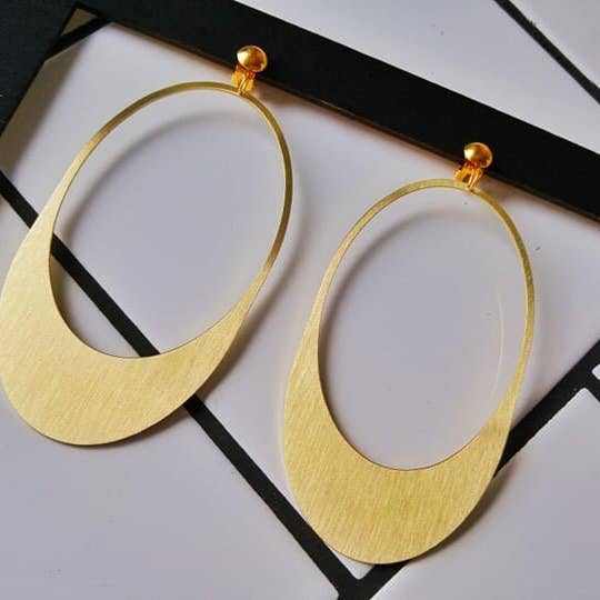 Personalisierte, übergroße, „ovale“ Memory-Ohrringe mit Clip-On für den Großhandel von Laka Luka