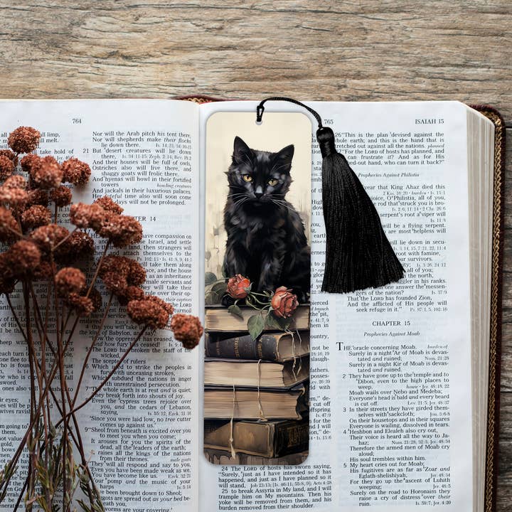 simply creative - Wholesale Bookmark - Cat on Books Aluminium Bookmark with Tassel - Stylish Metal Page Marker for Books and Journals3